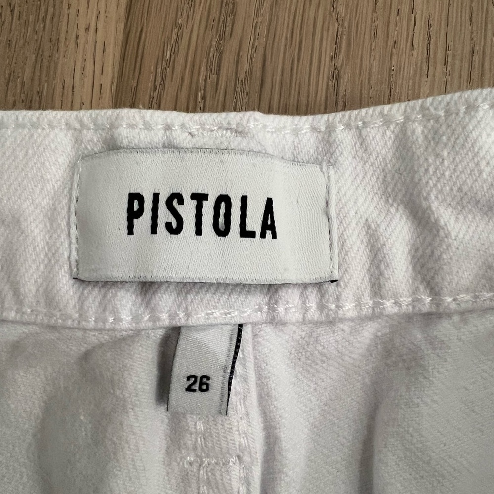 Pistola Cream Distressed Cropped Jeans